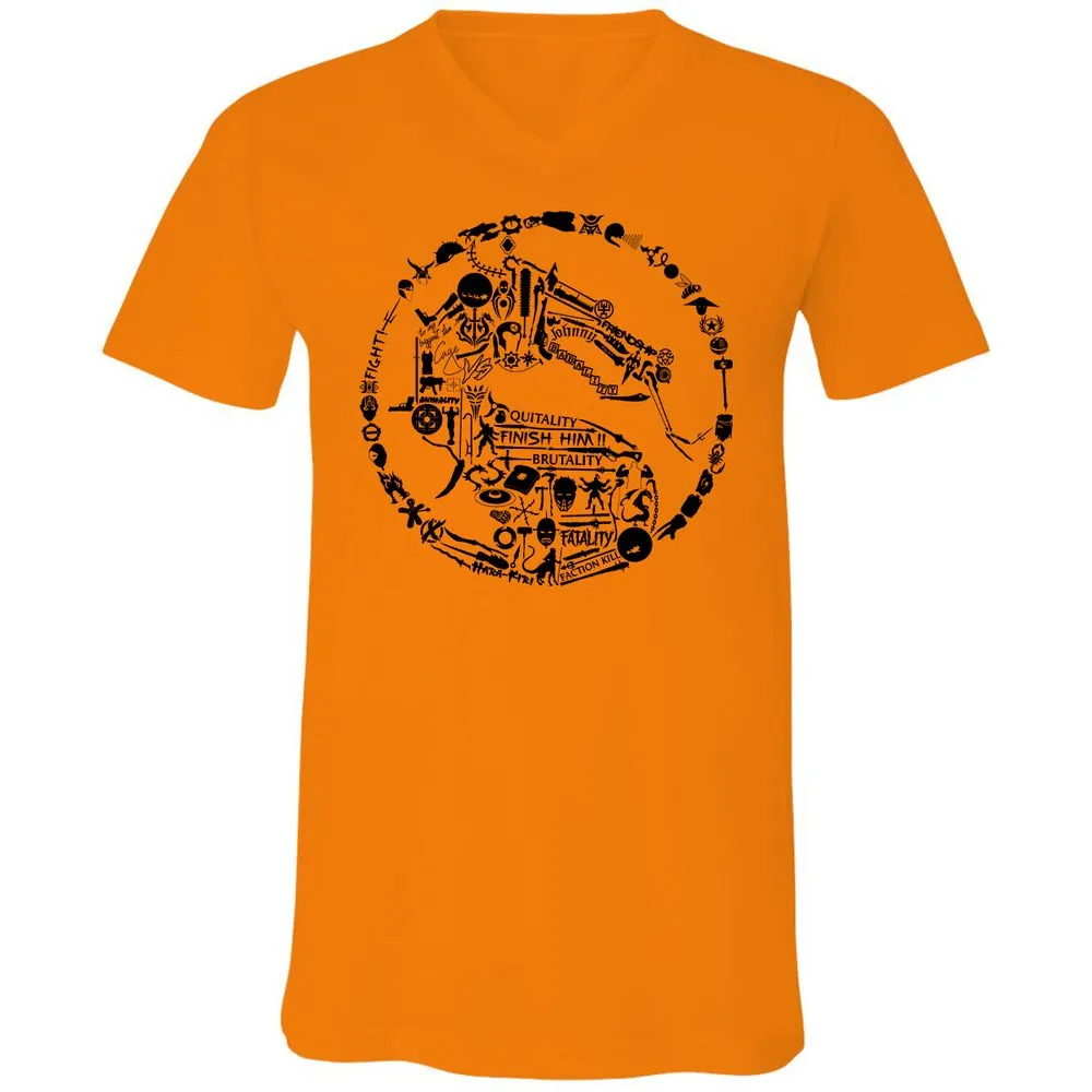 Unisex V-Neck T-Shirt - TKJLQC5X - Orange - 11