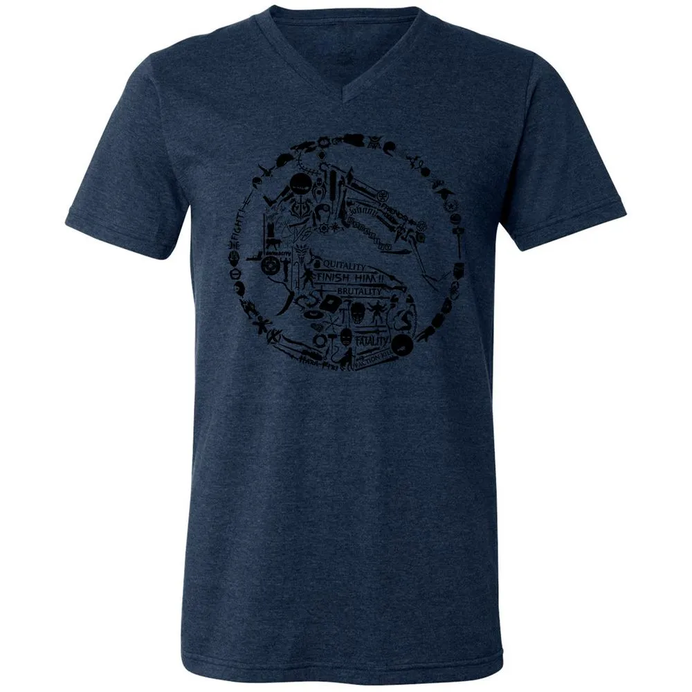 Unisex V-Neck T-Shirt - TKJLQC5X - Heather Navy - 15