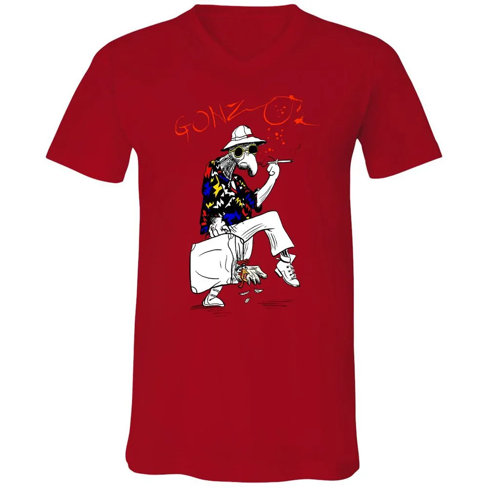 Unisex V-Neck T-Shirt - RSTPRZFC - Red - 3