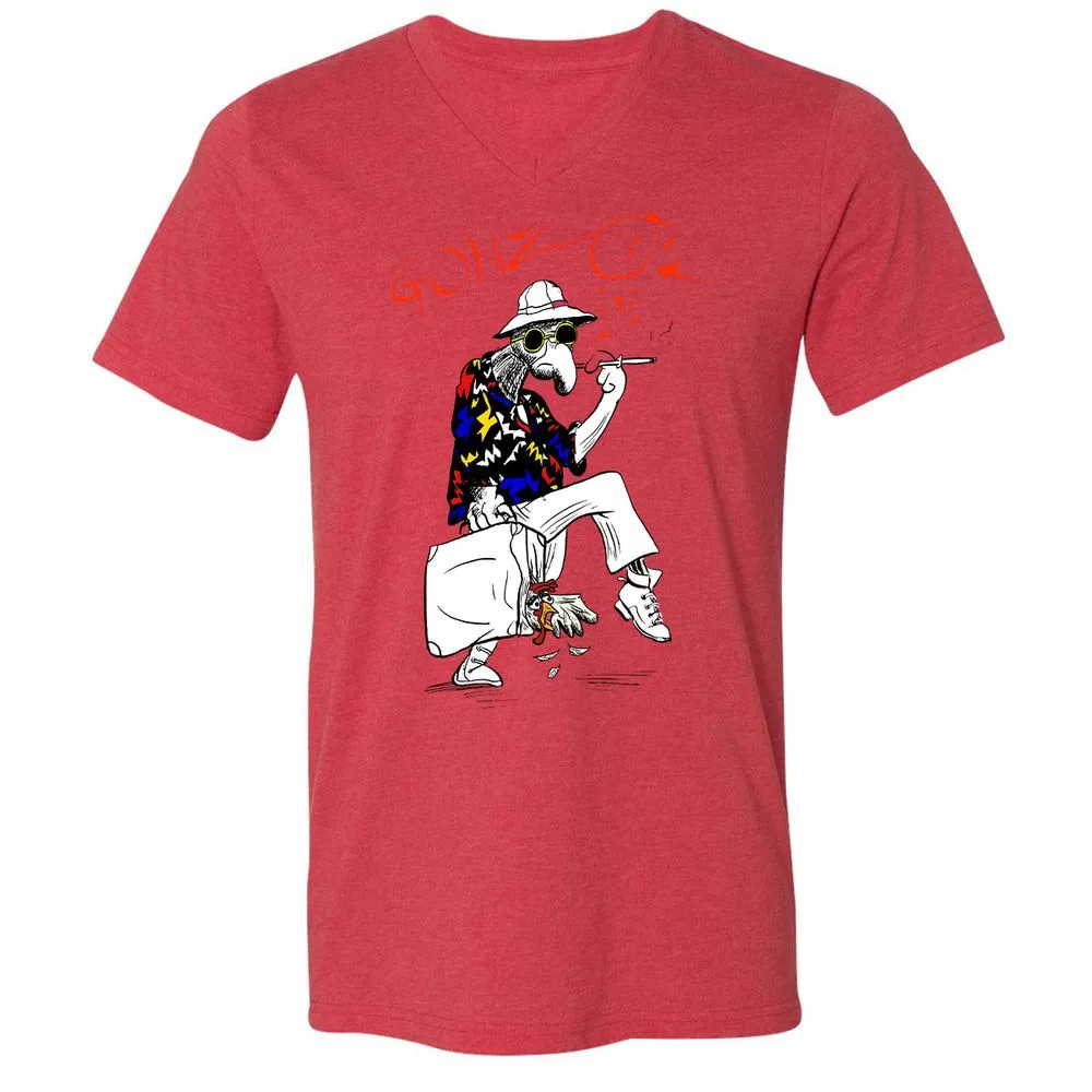 Unisex V-Neck T-Shirt - RSTPRZFC - Heather Red - 5