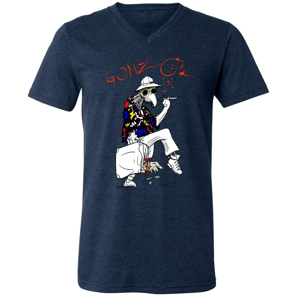Unisex V-Neck T-Shirt - RSTPRZFC - Heather Navy - 15