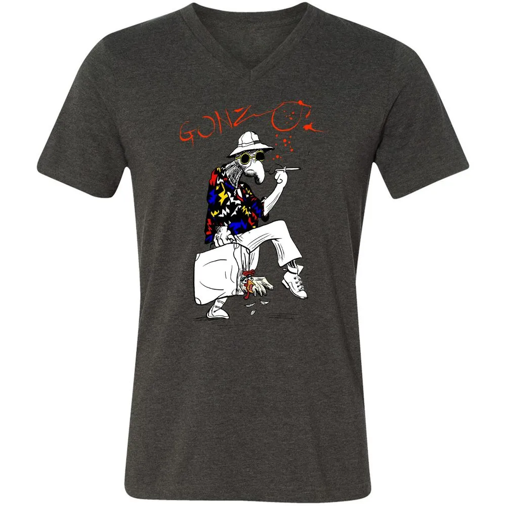 Unisex V-Neck T-Shirt - RSTPRZFC - Dark Grey Heather - 8