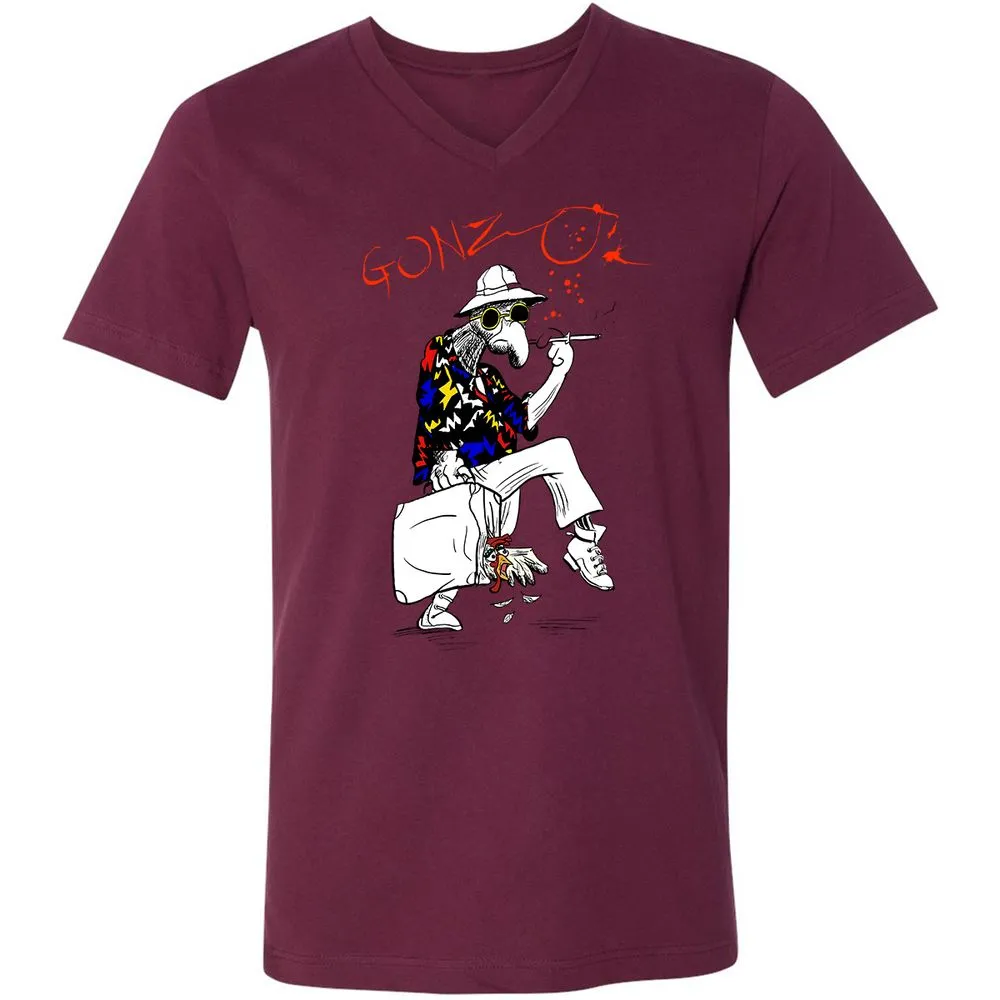 Unisex V-Neck T-Shirt - RSTPRZFC - Maroon - 6