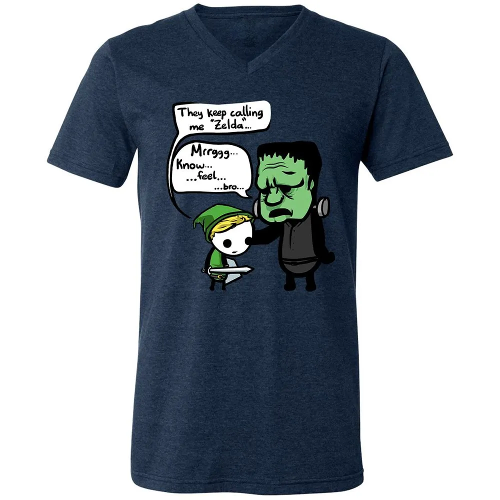 Unisex V-Neck T-Shirt - 6GPRYMHJ - Heather Navy - 15
