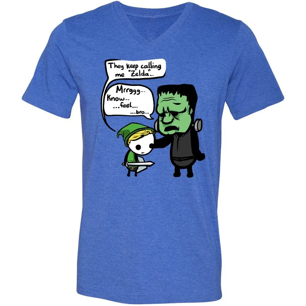 Unisex V-Neck T-Shirt - 6GPRYMHJ - Heather True Royal - 14