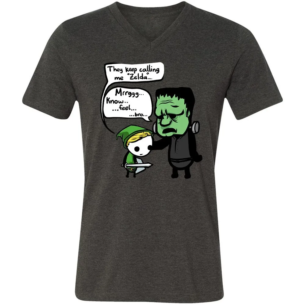 Unisex V-Neck T-Shirt - 6GPRYMHJ - Dark Grey Heather - 8