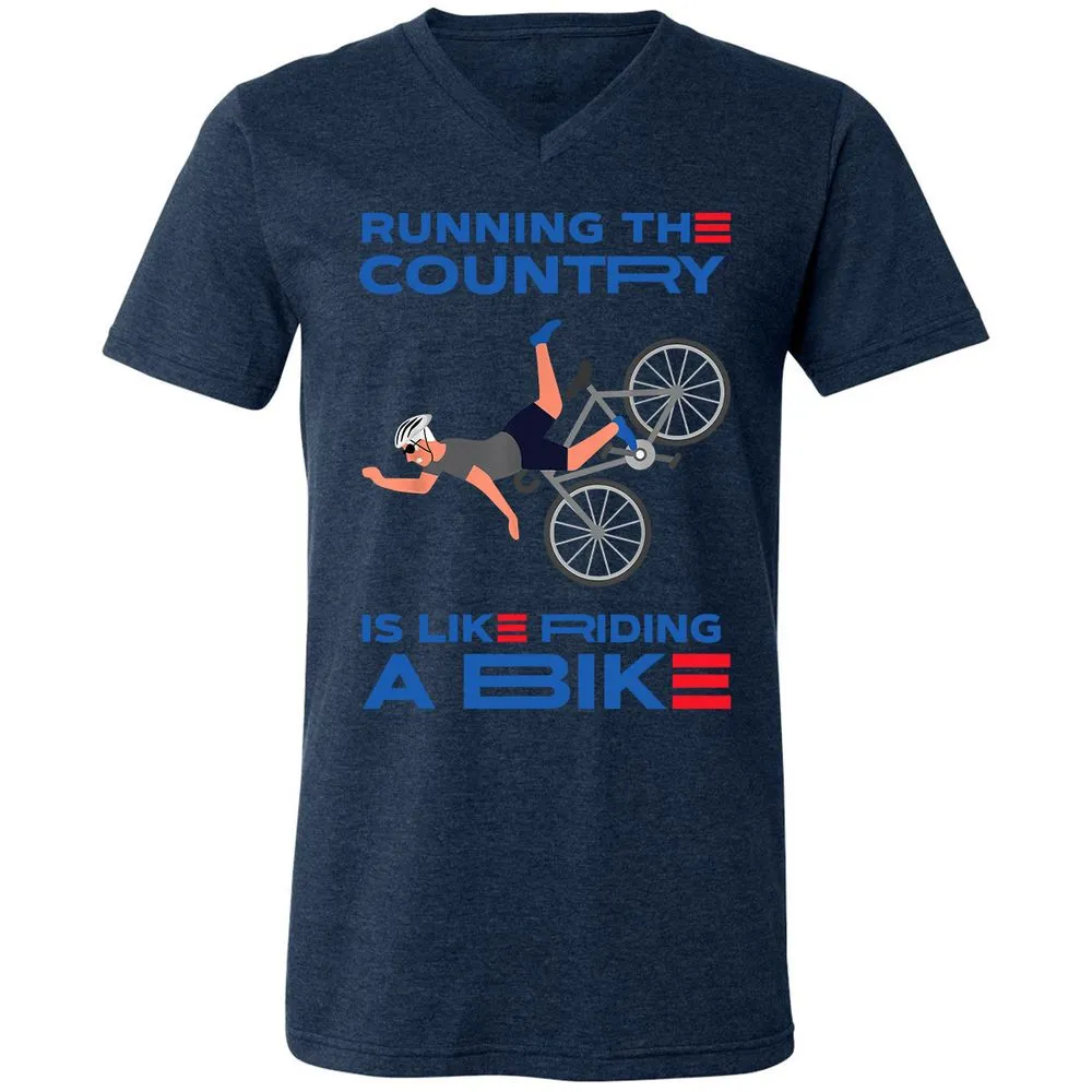 Unisex V-Neck T-Shirt - JG7MF79D - Heather Navy - 15