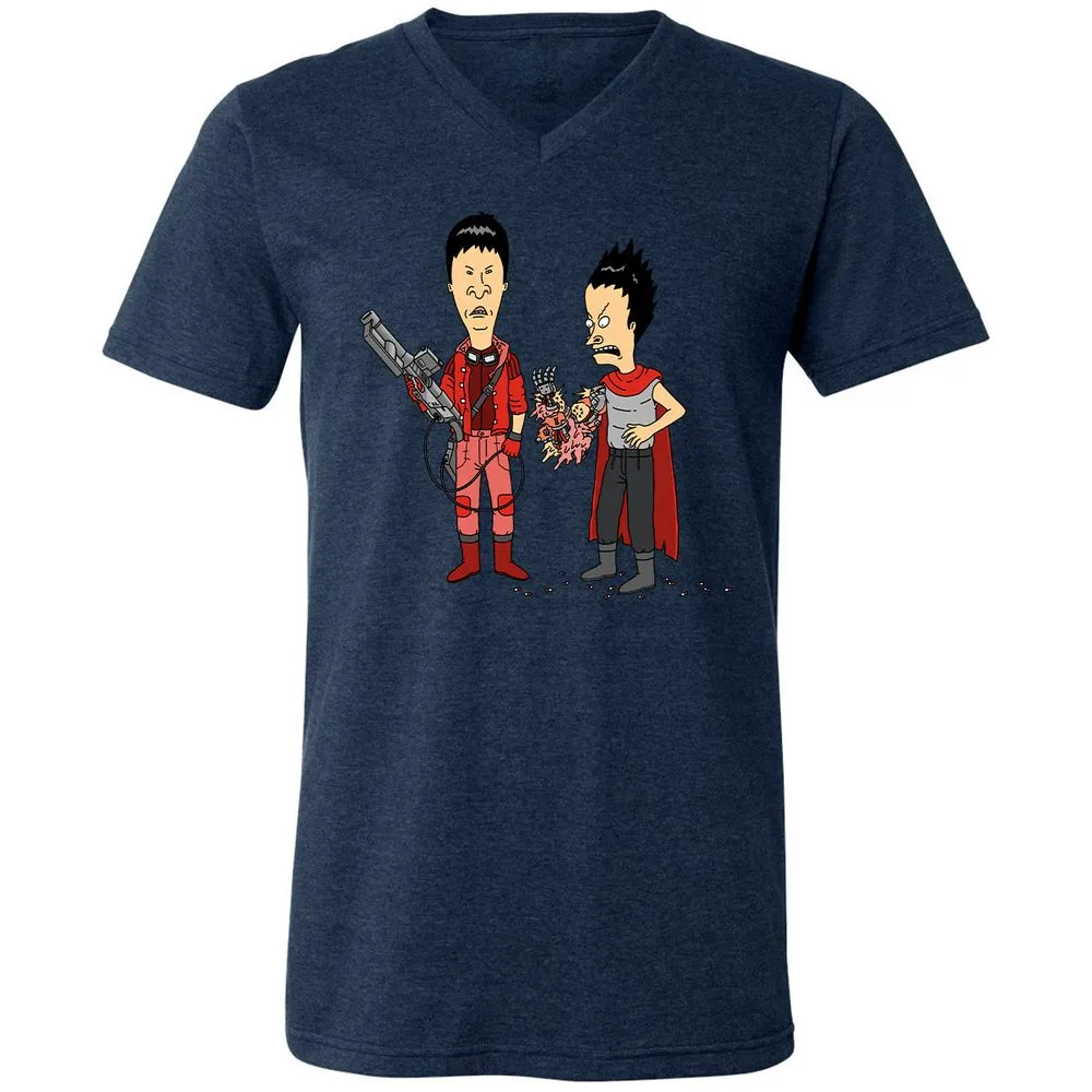 Unisex V-Neck T-Shirt - G9AFZ4SV - Heather Navy - 15
