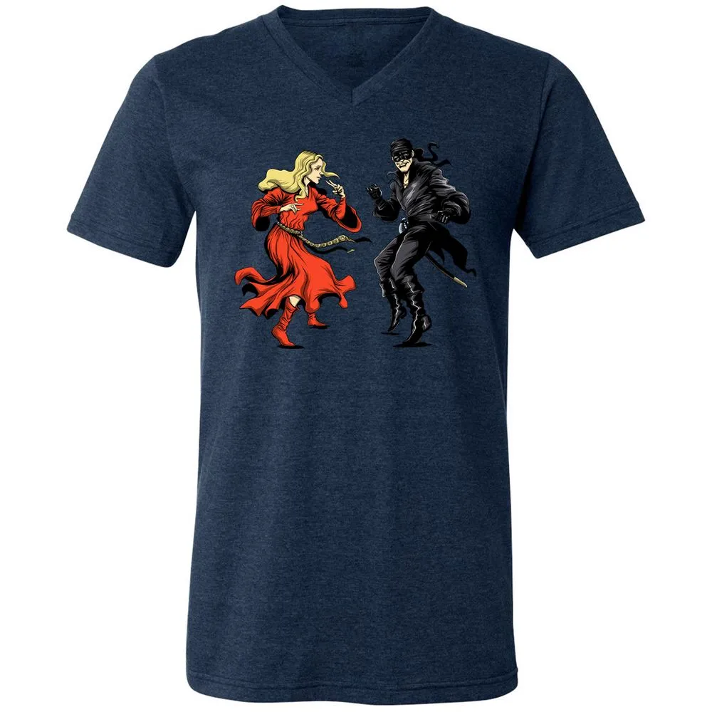 Unisex V-Neck T-Shirt - TEJ7S3MS - Heather Navy - 15