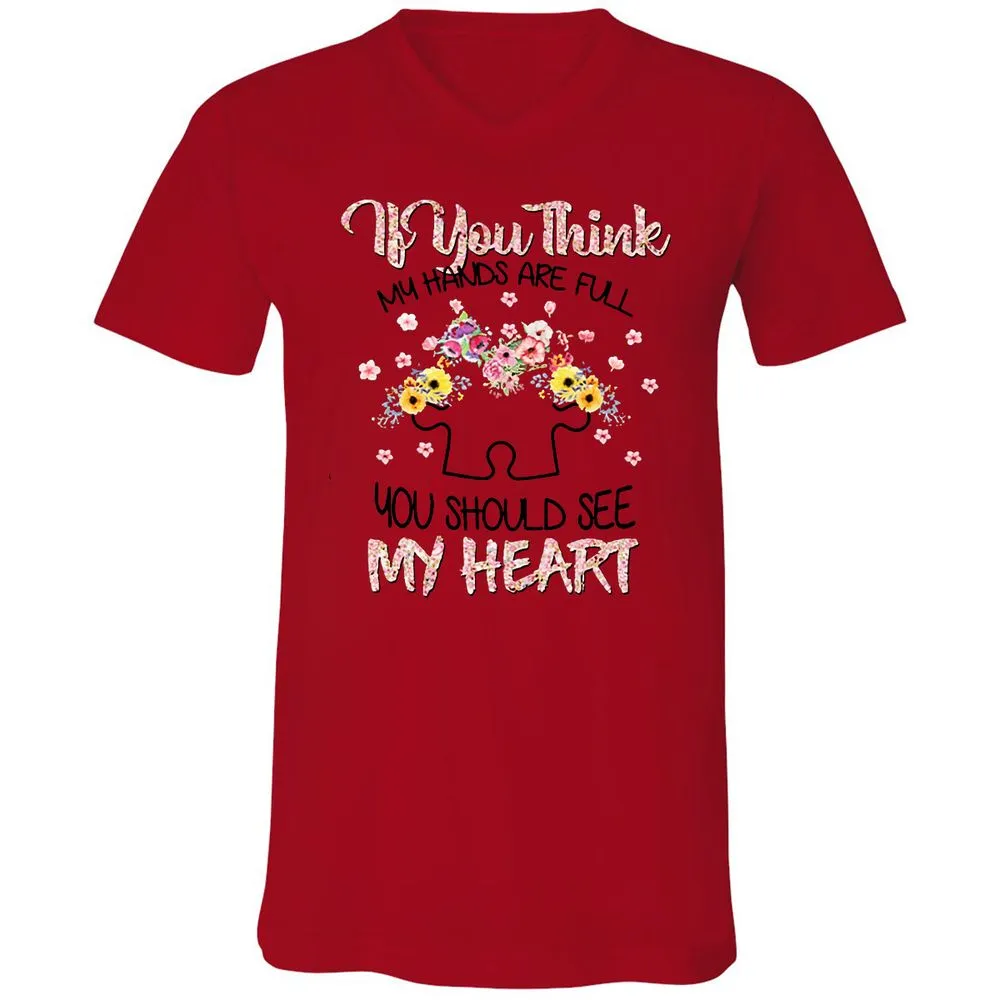 Unisex V-Neck T-Shirt - FD4Z5MKX - Red - 3