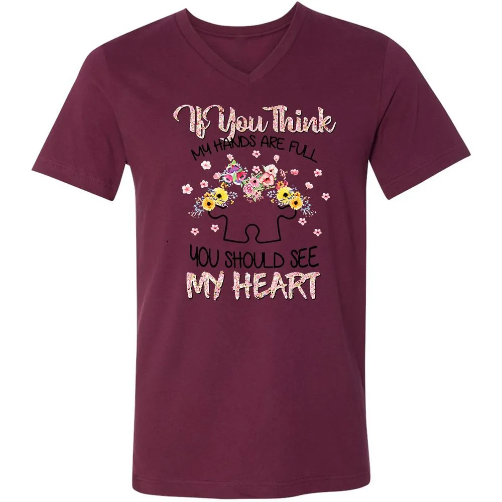 Unisex V-Neck T-Shirt - FD4Z5MKX - Maroon - 6