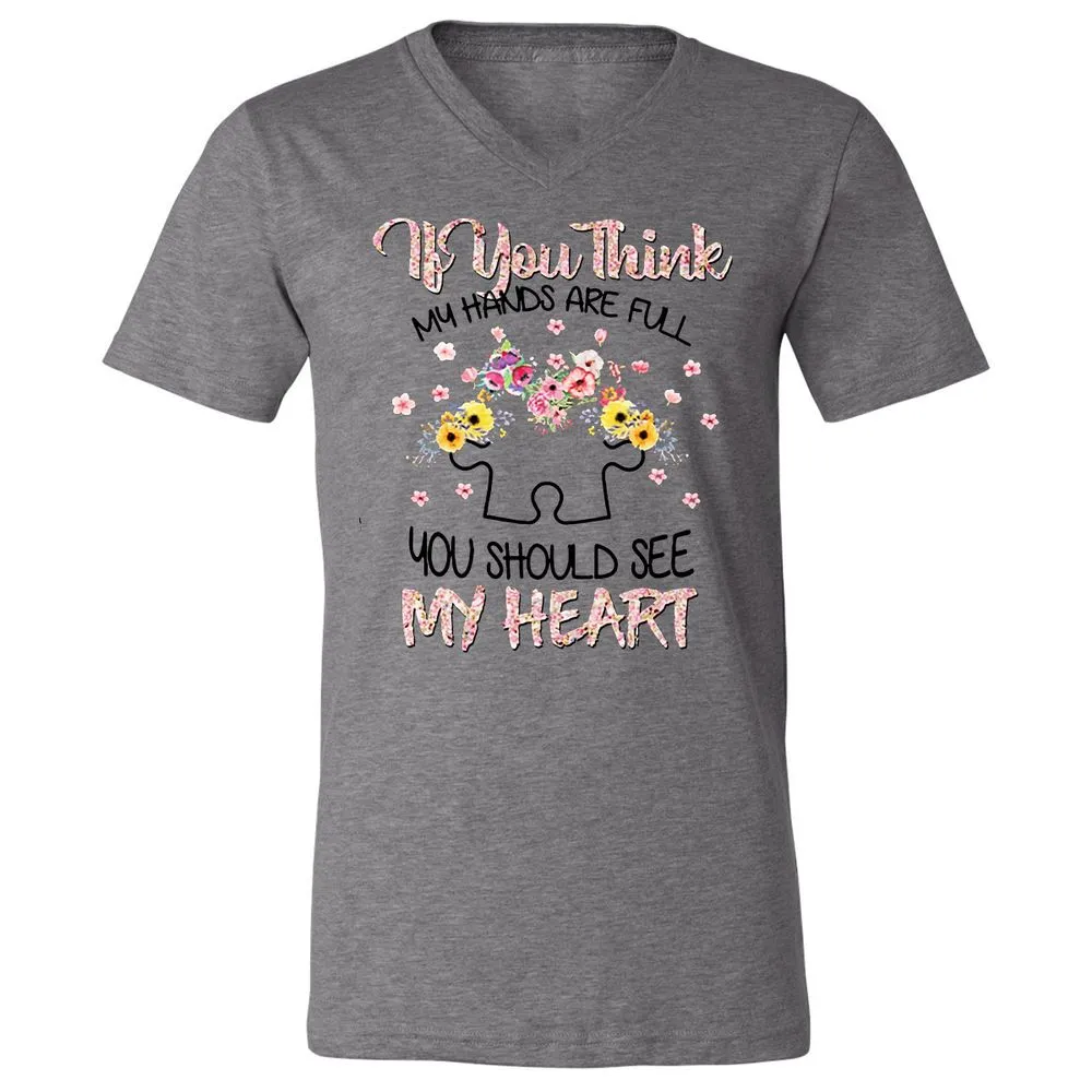 Unisex V-Neck T-Shirt - FD4Z5MKX - Deep Heather - 13