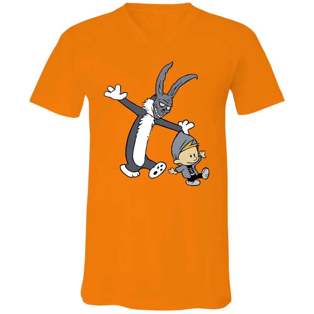 Unisex V-Neck T-Shirt - VQKHLLG6 - Orange - 11