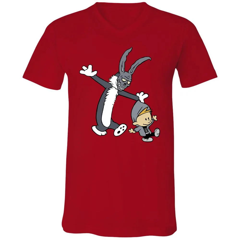 Unisex V-Neck T-Shirt - VQKHLLG6 - Red - 3