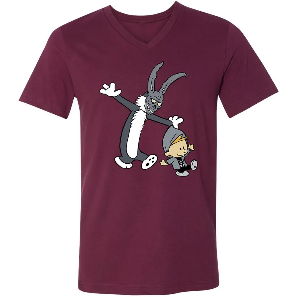 Unisex V-Neck T-Shirt - VQKHLLG6 - Maroon - 6
