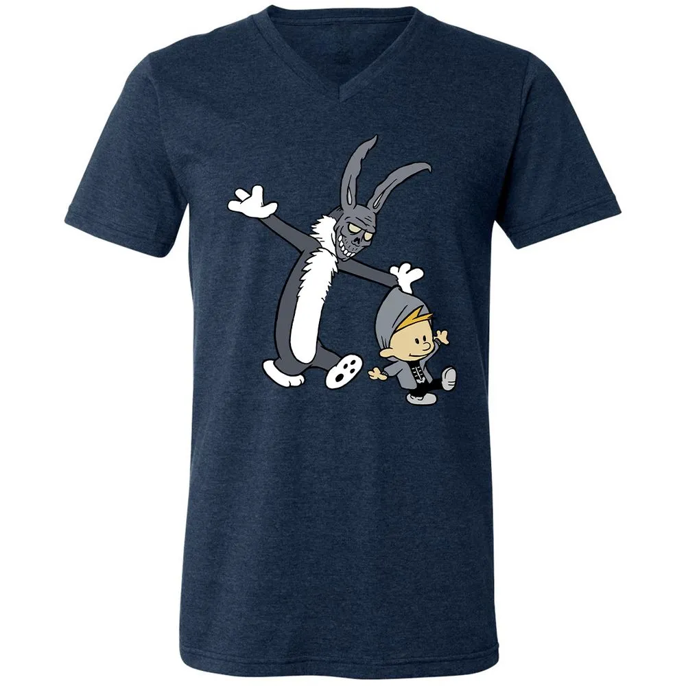Unisex V-Neck T-Shirt - VQKHLLG6 - Heather Navy - 15