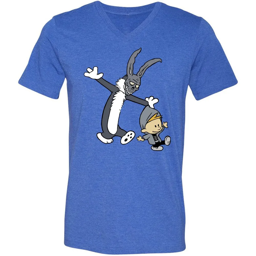 Unisex V-Neck T-Shirt - VQKHLLG6 - Heather True Royal - 14