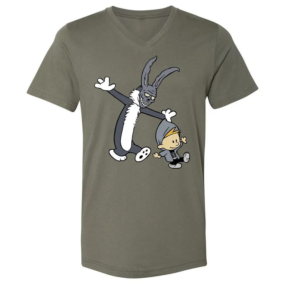 Unisex V-Neck T-Shirt - VQKHLLG6 - Military Green - 10