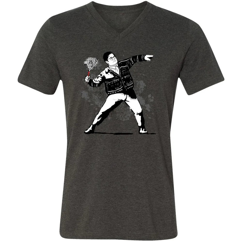 Unisex V-Neck T-Shirt - 9NYCDJLC - Dark Grey Heather - 8