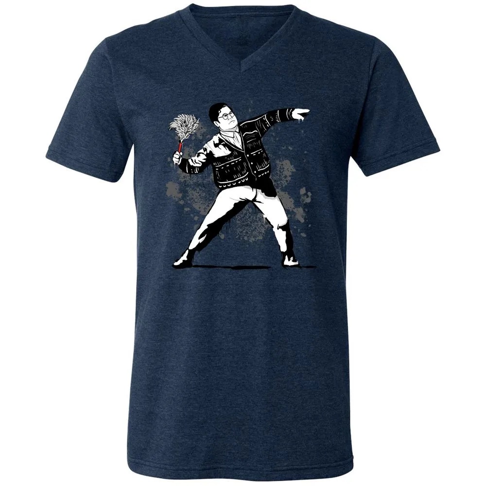 Unisex V-Neck T-Shirt - 9NYCDJLC - Heather Navy - 15