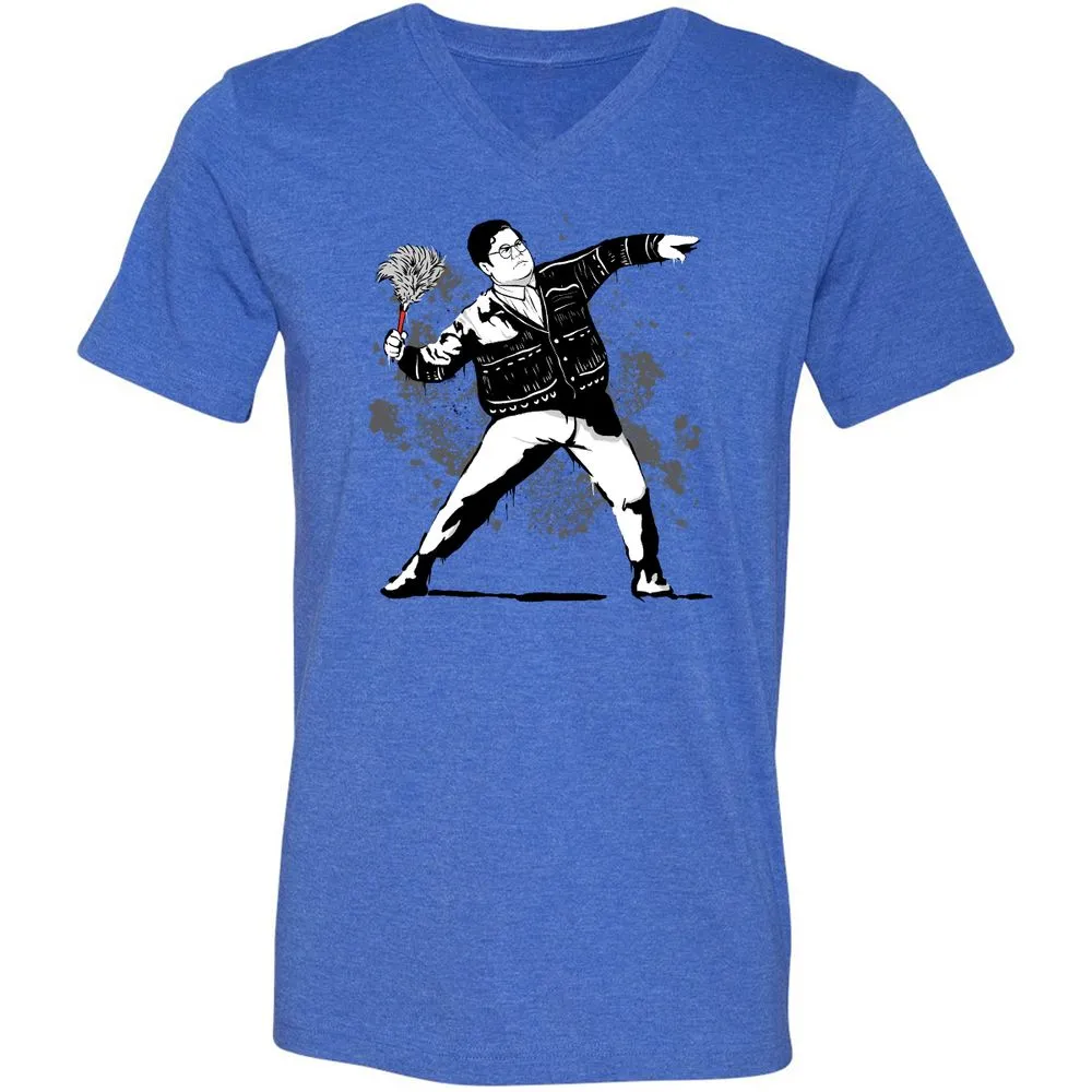 Unisex V-Neck T-Shirt - 9NYCDJLC - Heather True Royal - 14