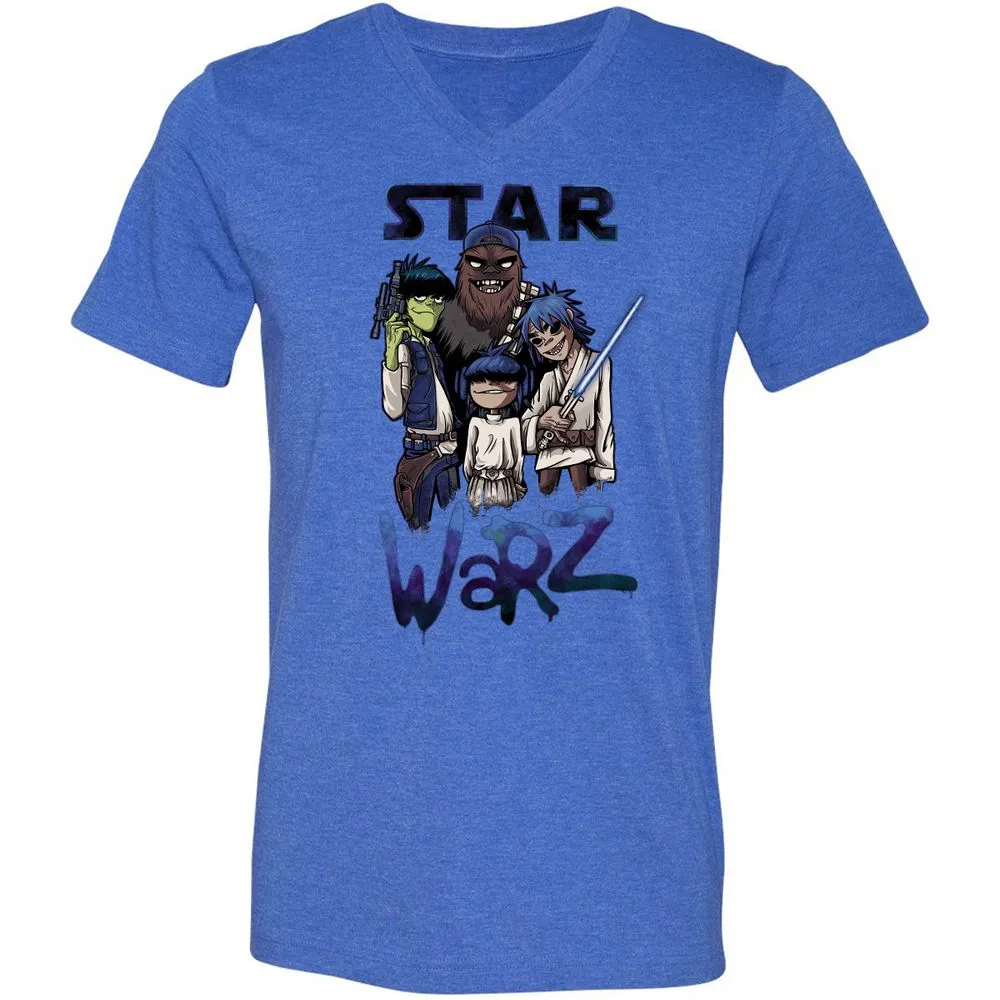 Unisex V-Neck T-Shirt - JU23ZCYD - Heather True Royal - 14