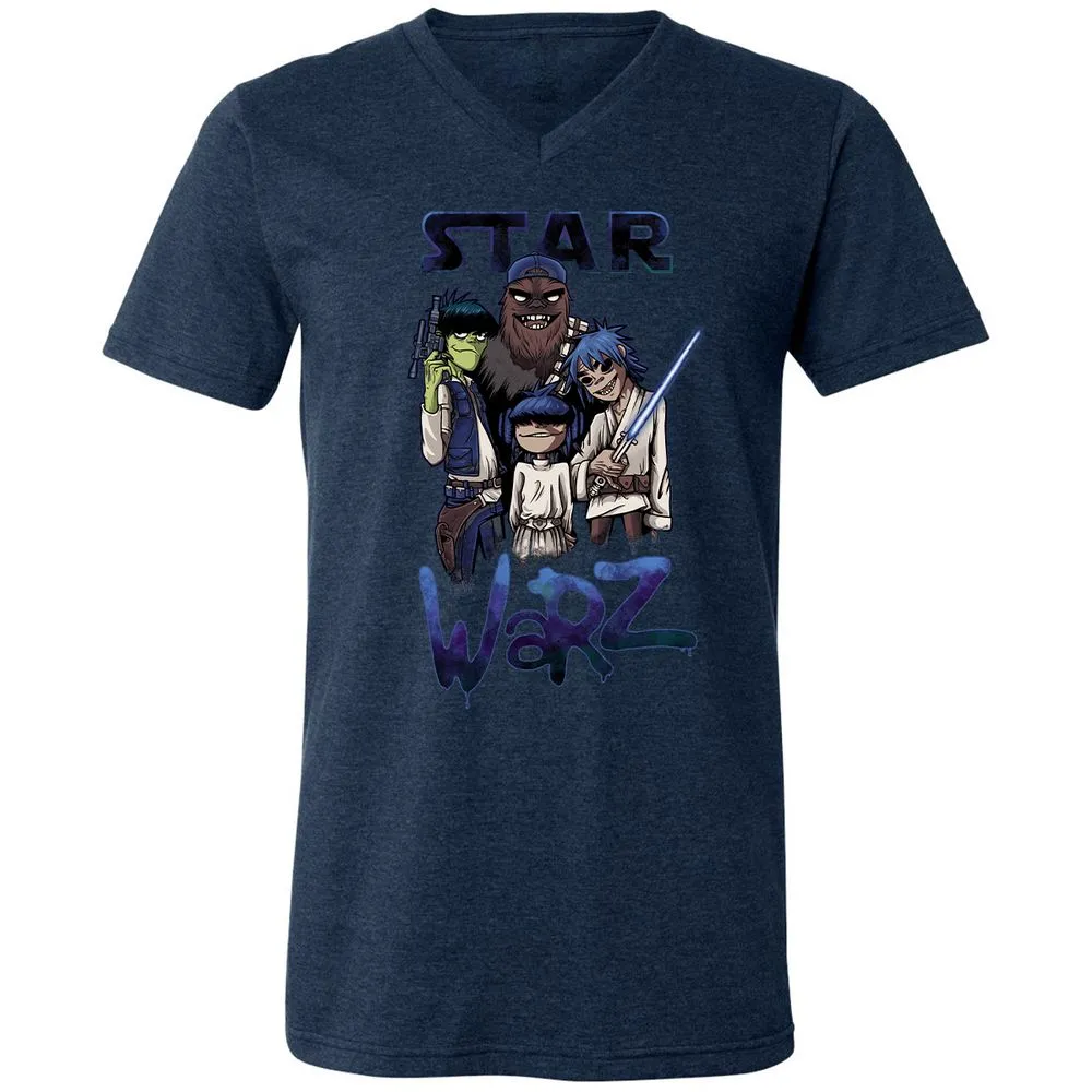 Unisex V-Neck T-Shirt - JU23ZCYD - Heather Navy - 15