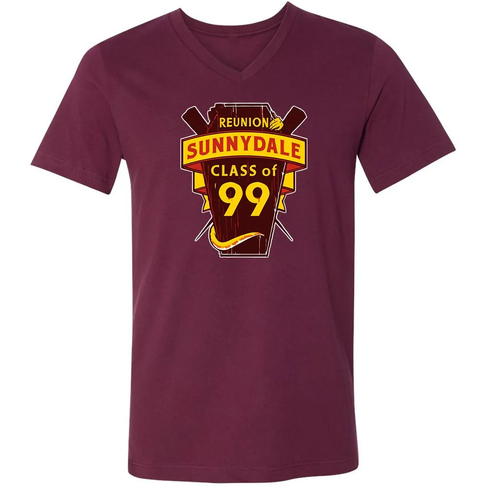 Unisex V-Neck T-Shirt - CFZ3Y9B4 - Maroon - 6