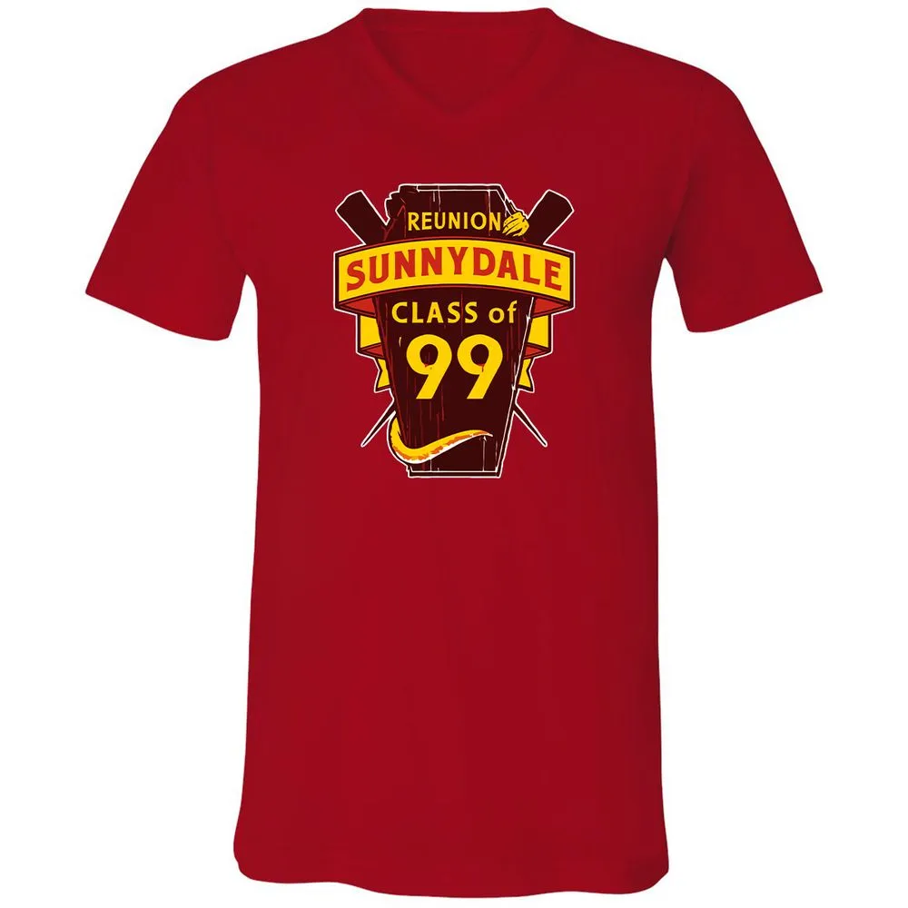 Unisex V-Neck T-Shirt - CFZ3Y9B4 - Red - 3