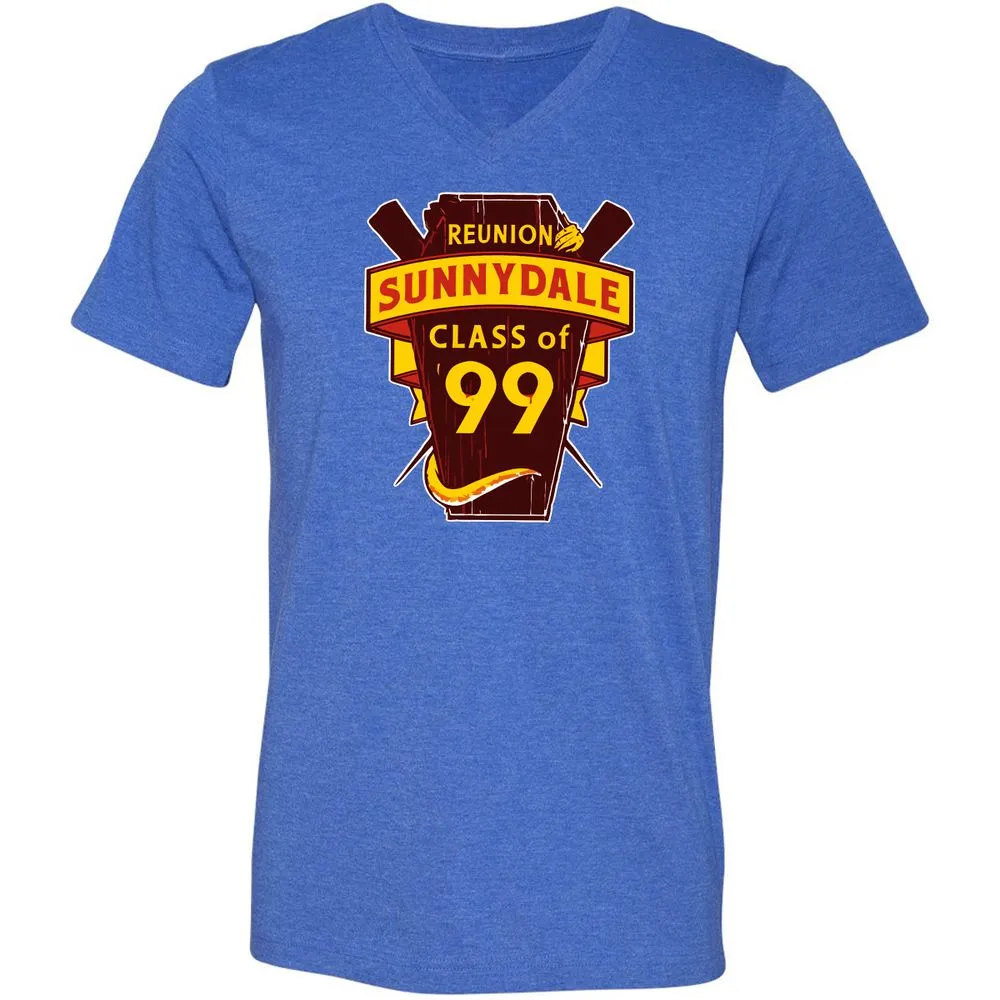 Unisex V-Neck T-Shirt - CFZ3Y9B4 - Heather True Royal - 14