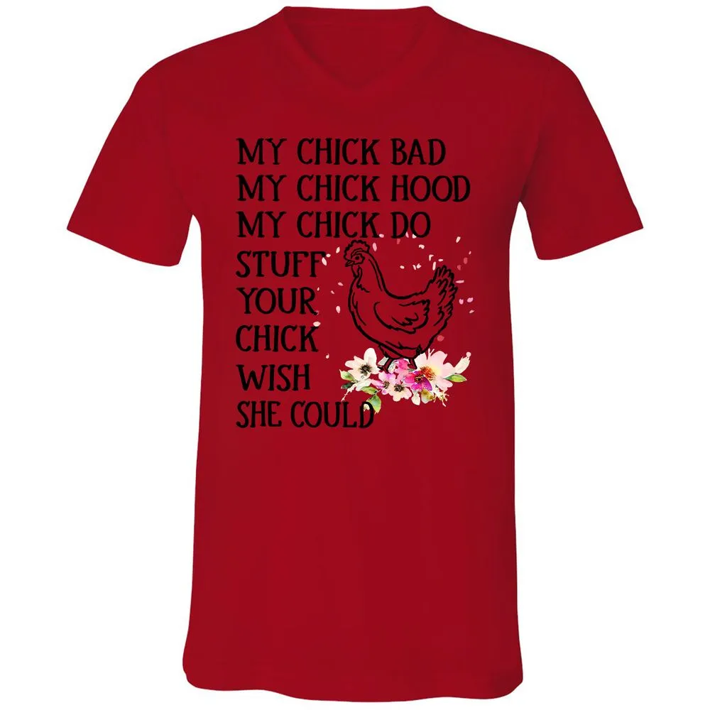 Unisex V-Neck T-Shirt - YVUX57TN - Red - 3