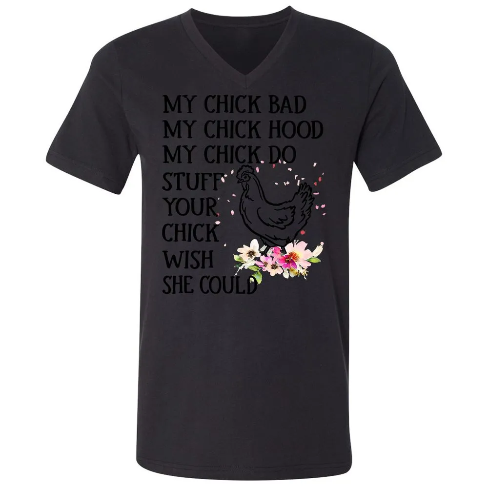 Unisex V-Neck T-Shirt - YVUX57TN - Black - 16