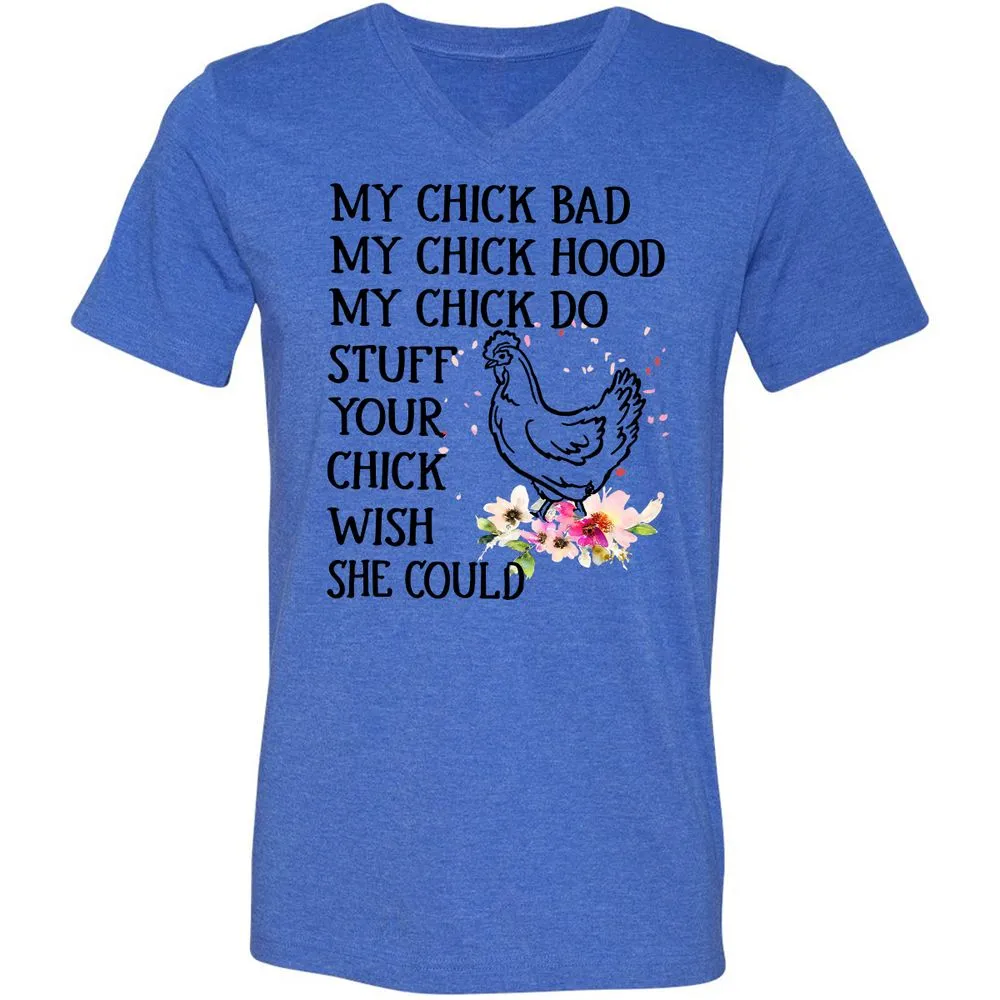 Unisex V-Neck T-Shirt - YVUX57TN - Heather True Royal - 14