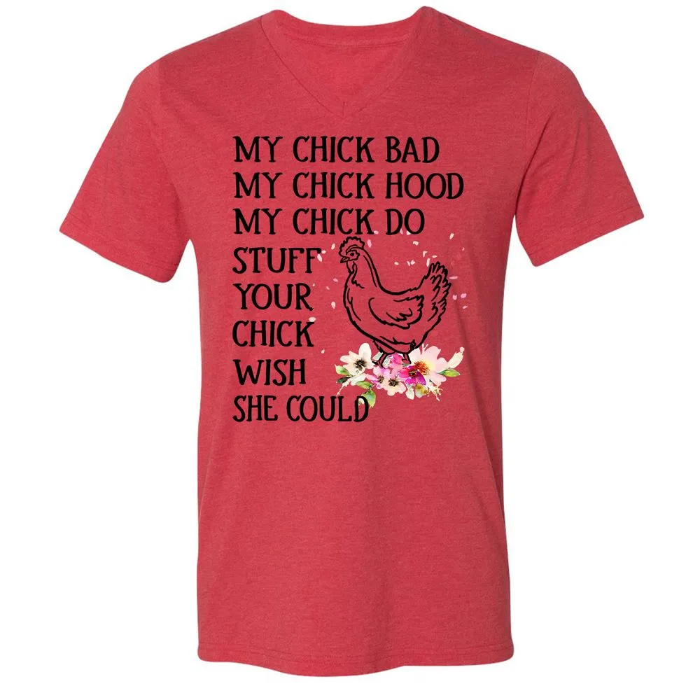 Unisex V-Neck T-Shirt - YVUX57TN - Heather Red - 5