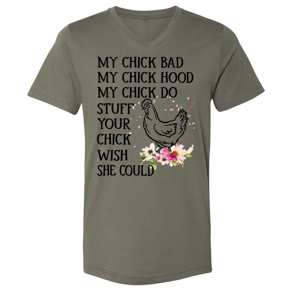 Unisex V-Neck T-Shirt - YVUX57TN - Military Green - 10