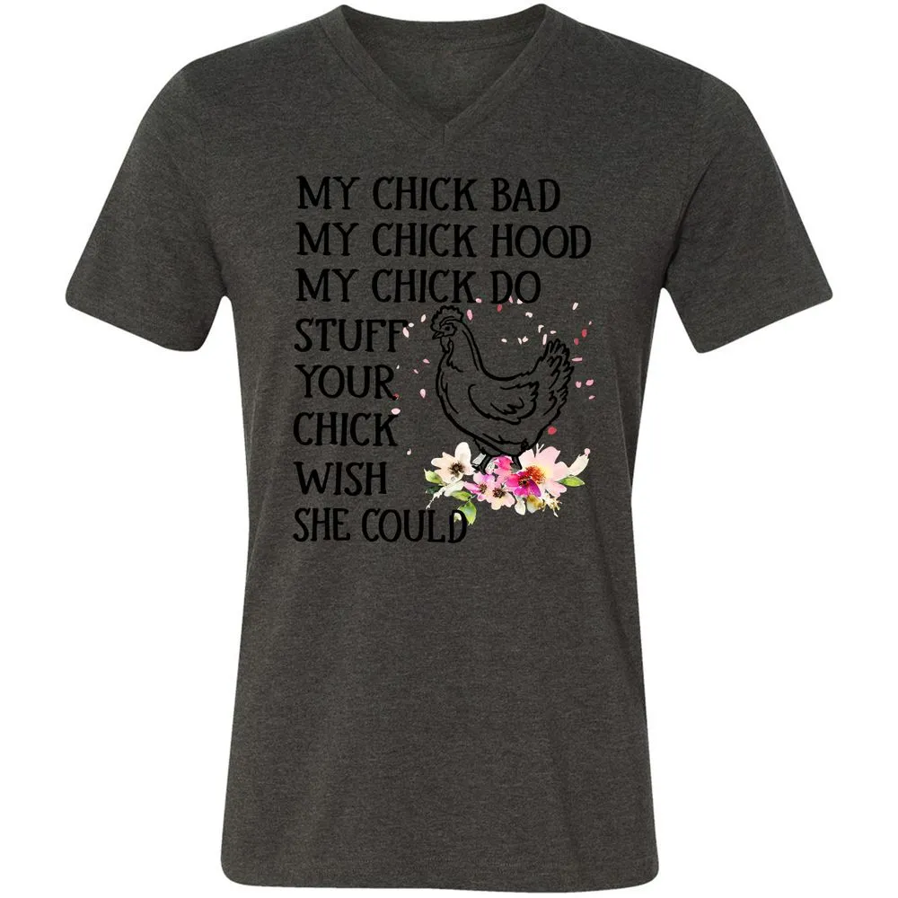 Unisex V-Neck T-Shirt - YVUX57TN - Dark Grey Heather - 8
