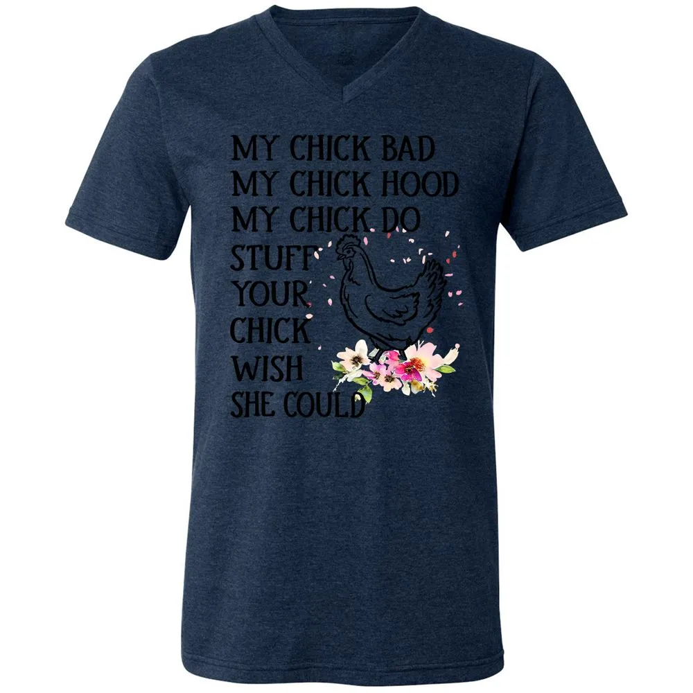 Unisex V-Neck T-Shirt - YVUX57TN - Heather Navy - 15