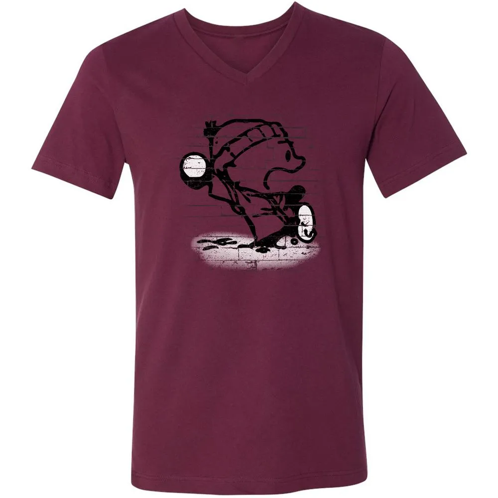 Unisex V-Neck T-Shirt - WAQWTSGZ - Maroon - 6
