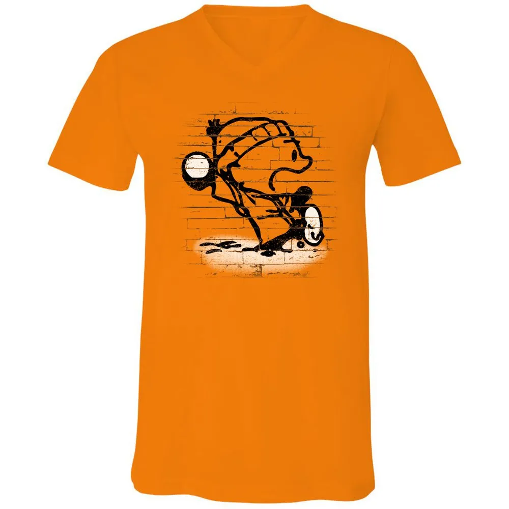 Unisex V-Neck T-Shirt - WAQWTSGZ - Orange - 11