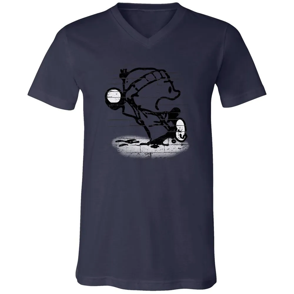 Unisex V-Neck T-Shirt - WAQWTSGZ - Navy - 9