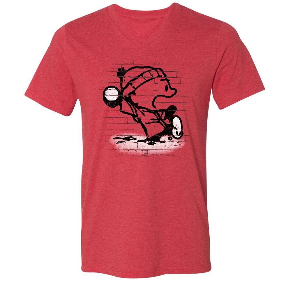 Unisex V-Neck T-Shirt - WAQWTSGZ - Heather Red - 5