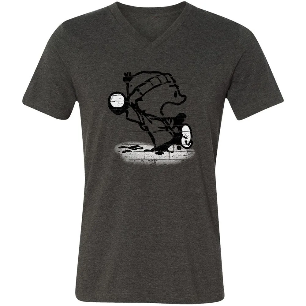 Unisex V-Neck T-Shirt - WAQWTSGZ - Dark Grey Heather - 8