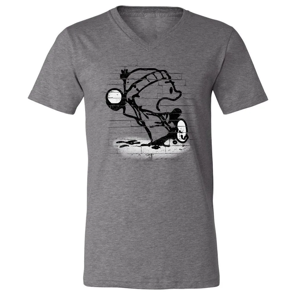 Unisex V-Neck T-Shirt - WAQWTSGZ - Deep Heather - 13