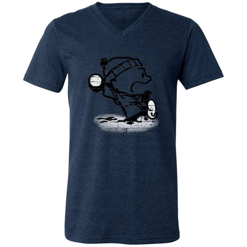 Unisex V-Neck T-Shirt - WAQWTSGZ - Heather Navy - 15