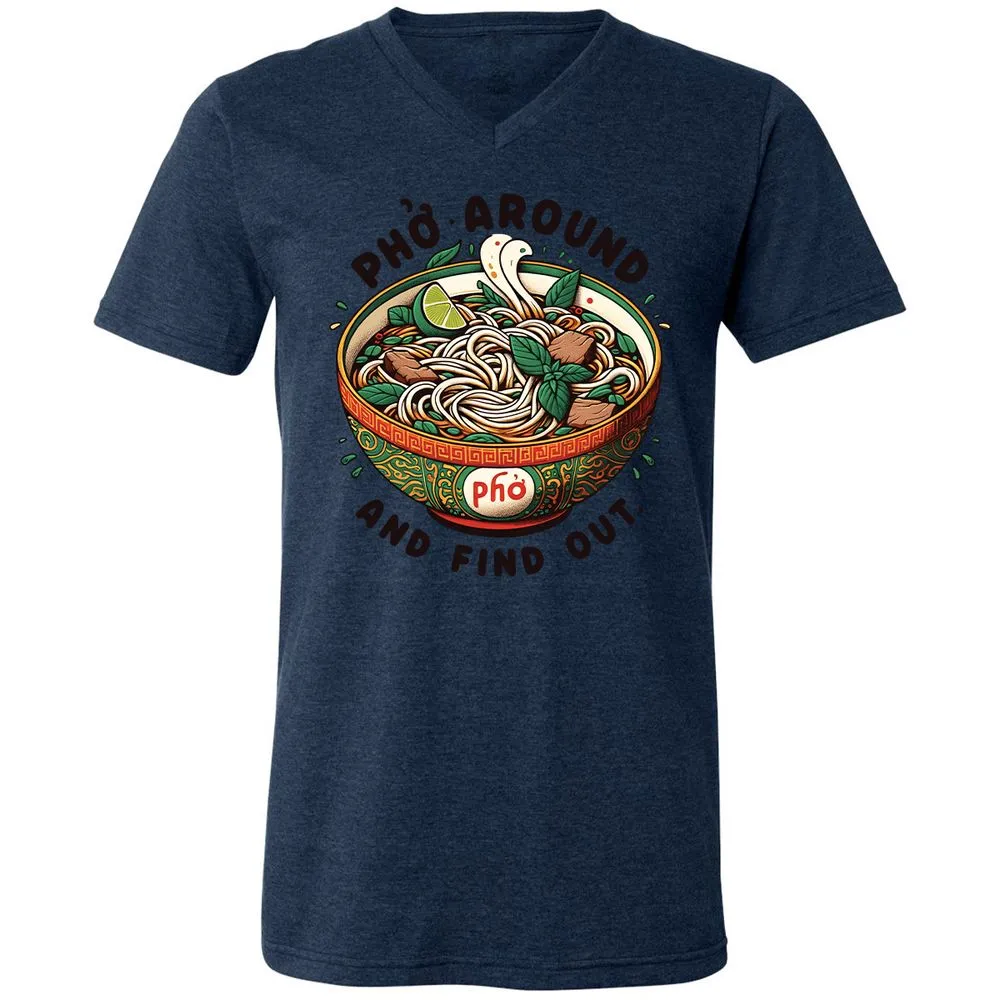 Unisex V-Neck T-Shirt - V9SDEP36 - Heather Navy - 15