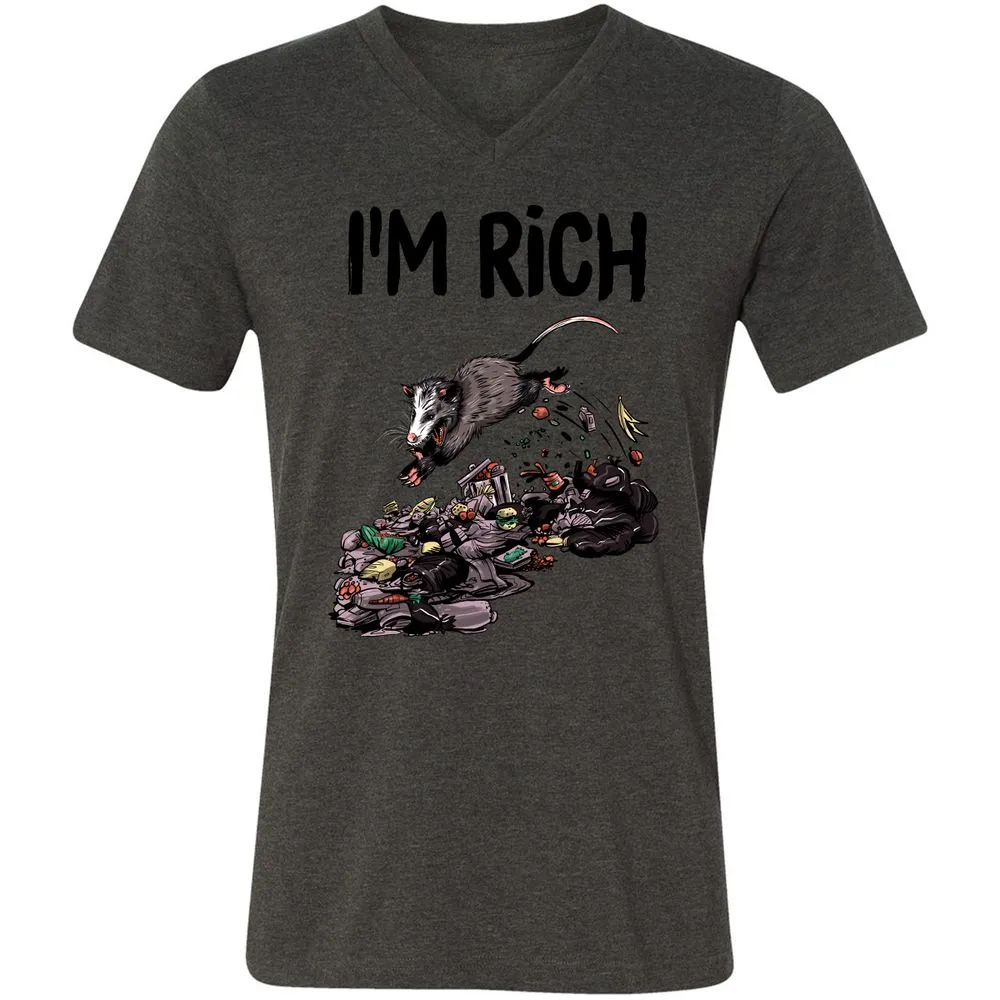 Unisex V-Neck T-Shirt - 4VMEHF7Z - Dark Grey Heather - 8