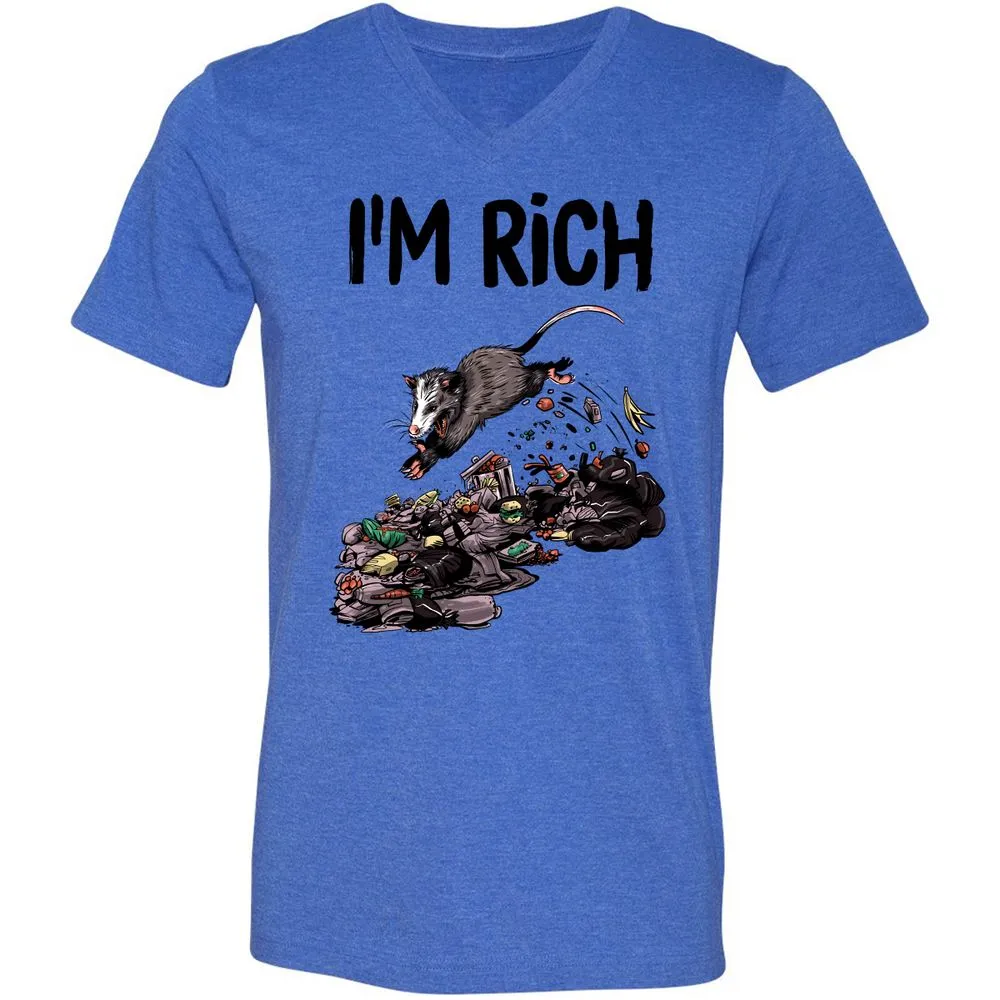Unisex V-Neck T-Shirt - 4VMEHF7Z - Heather True Royal - 14