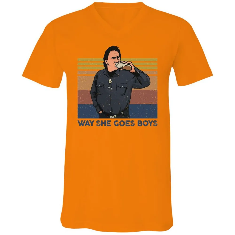 Unisex V-Neck T-Shirt - DQYHL8TK - Orange - 11