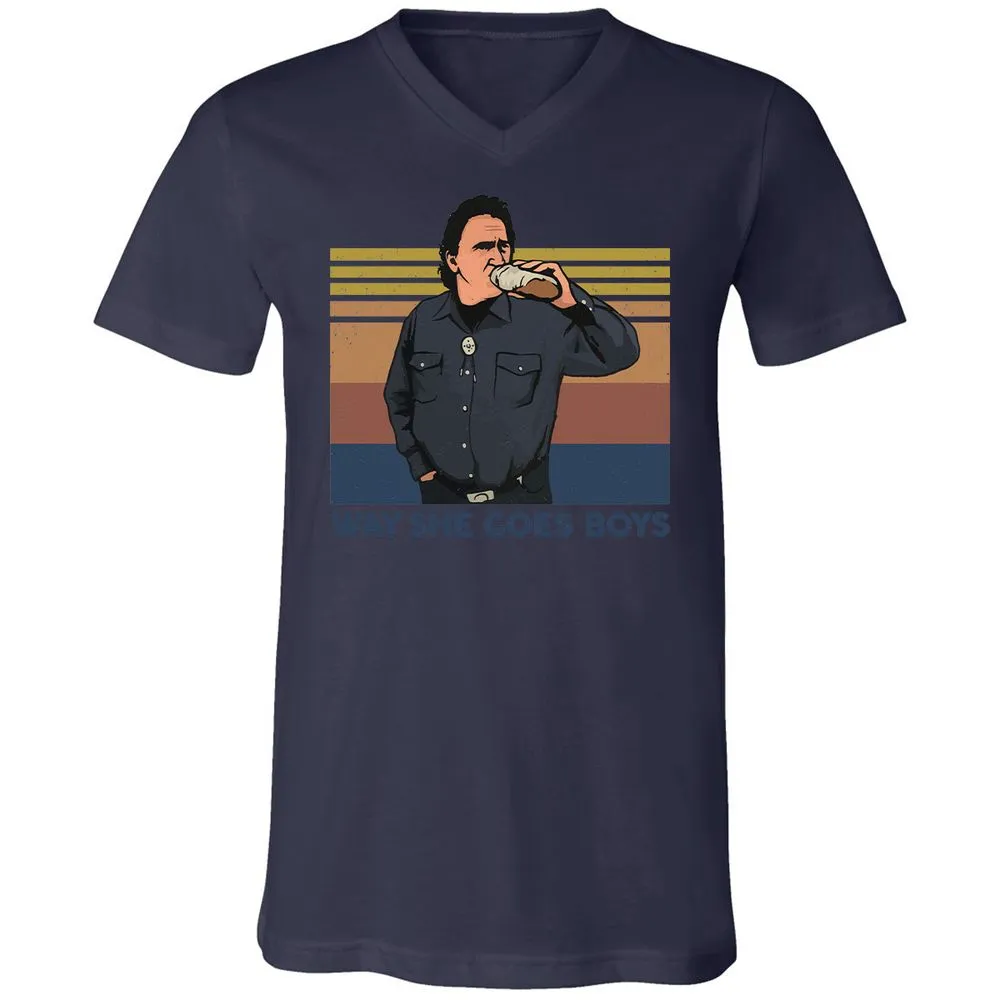 Unisex V-Neck T-Shirt - DQYHL8TK - Navy - 9