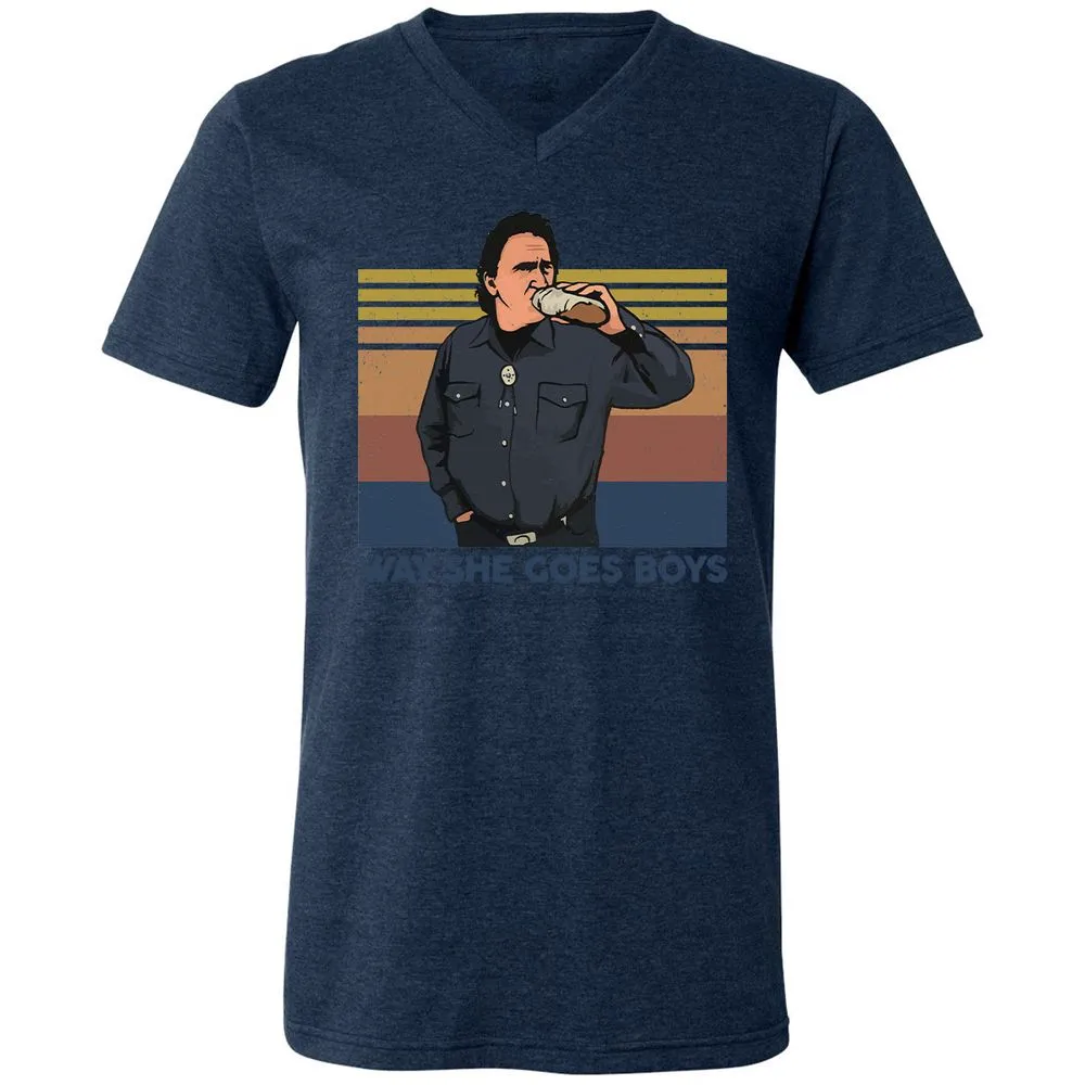 Unisex V-Neck T-Shirt - DQYHL8TK - Heather Navy - 15